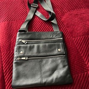 Black leather crossbody bag